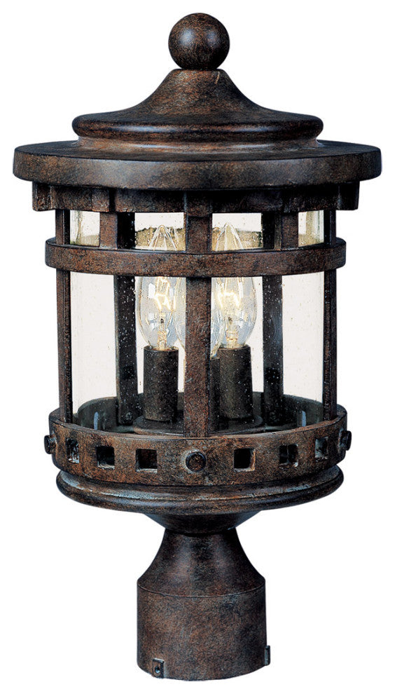 Santa Barbara Cast 3-LT Outdoor Post Lantern, Sienna