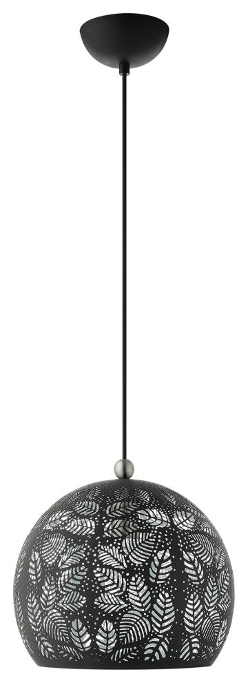 Livex Lighting Chantilly 1 Light Black With Brushed Nickel Accents Small Pendant