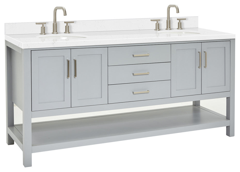 Ariel Magnolia 36"  Double Oval Sinks Vanity, Carrara Quartz