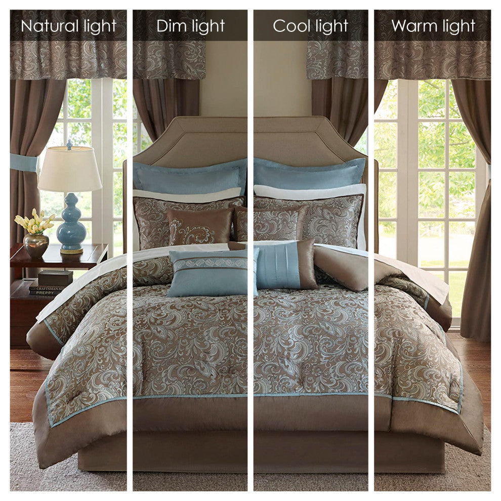 Madison Park Microfiber Jacquard 24-Piece Comforter Set, King