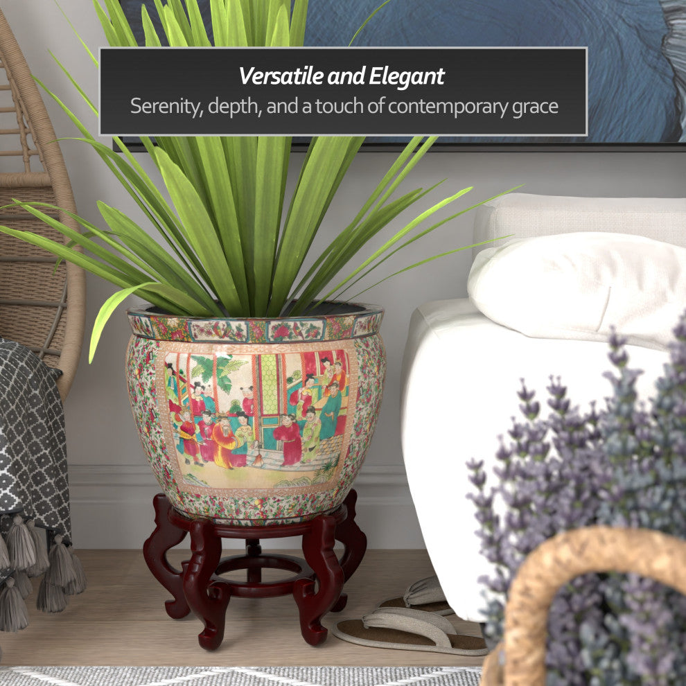 16" Rose Medallion Porcelain Fishbowl