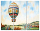 "Hot Air Balloon Illustration" Digital Metal Wall Art, 3 Panels, 36"x28"
