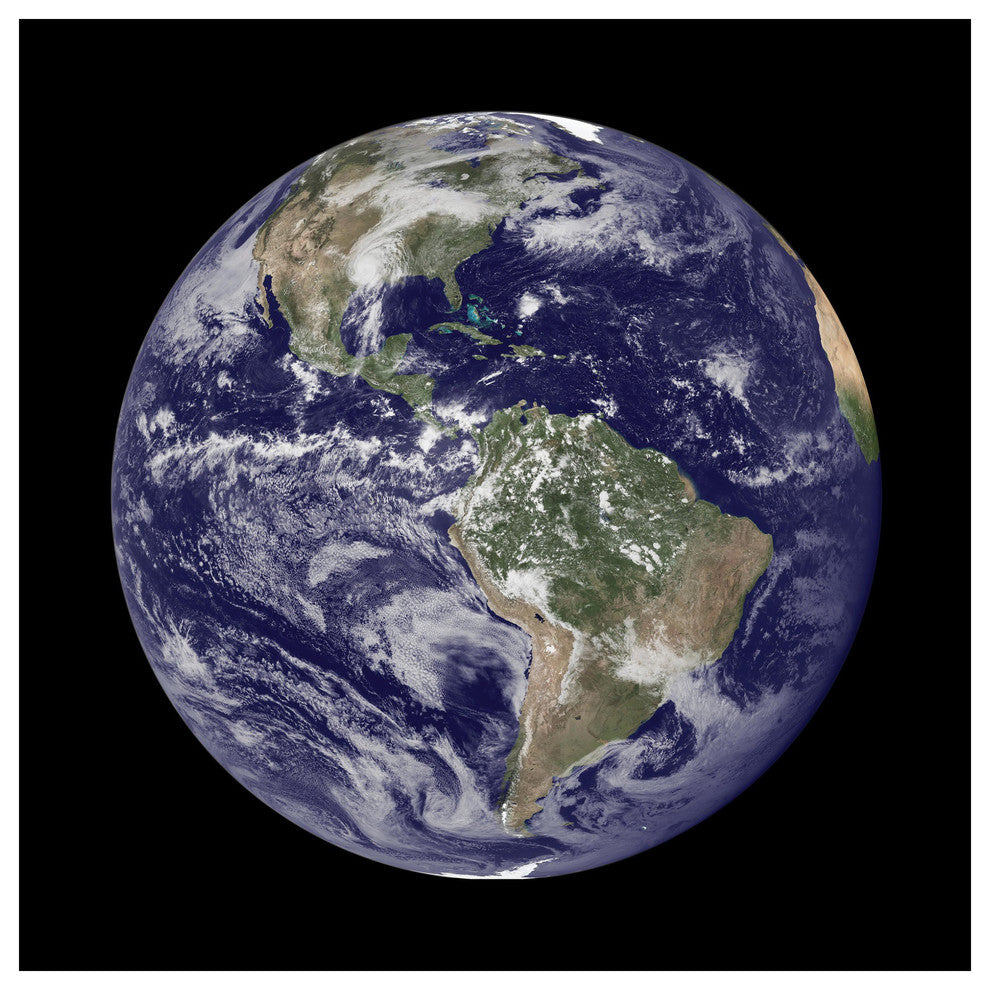 Earth Frameless Free Floating Tempered Art Glass Wall Art 40"x40"