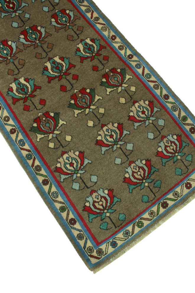 Fine Vintage Distressed Nazmiye Brown Runner