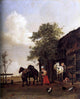 Paulus Potter Figures with Horses by a Stable - 20" x 25" Premium Canvas Print