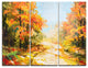 "Path in Autumn Forest" Glossy Metal Wall Art, 3 Panels, 36"x28"