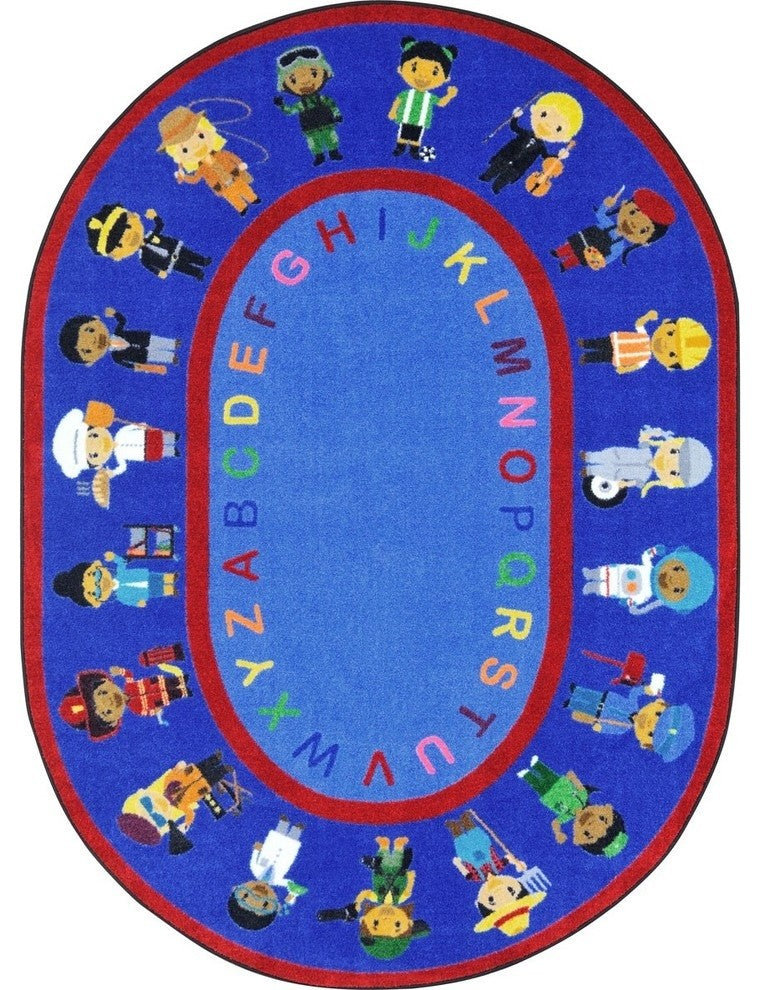 We Work Together Rug, 5'4"x7'8" Oval