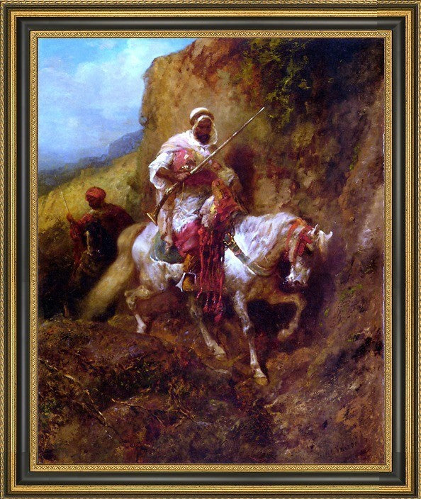 Adolf Schreyer the Warrier Framed Premium Canvas Print, 16"x20"
