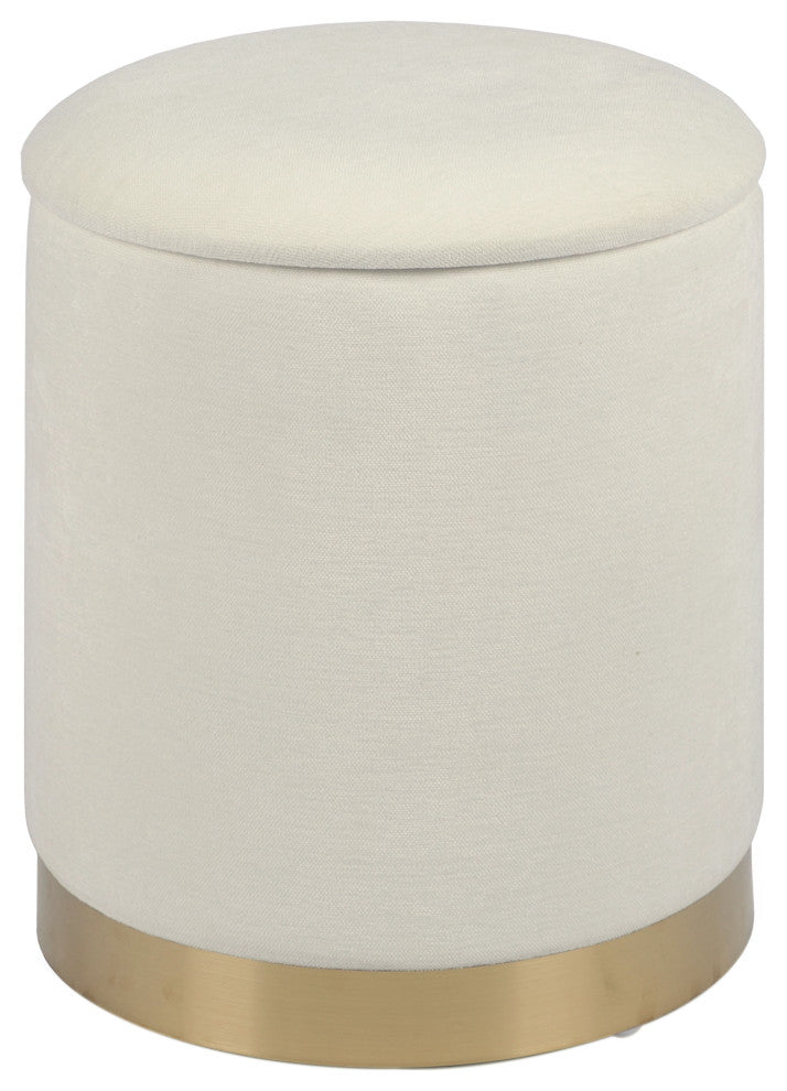 Zoe Cream Chenille Storage Ottoman