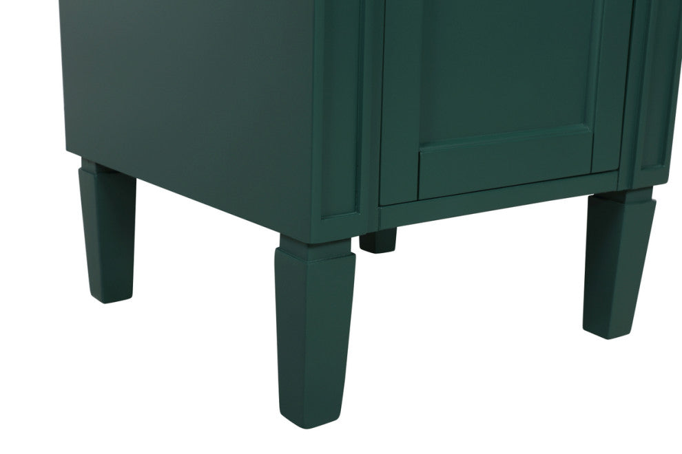 Home Living Vanity with Carrara White Marble Countertop, Green, 18", Single Sink