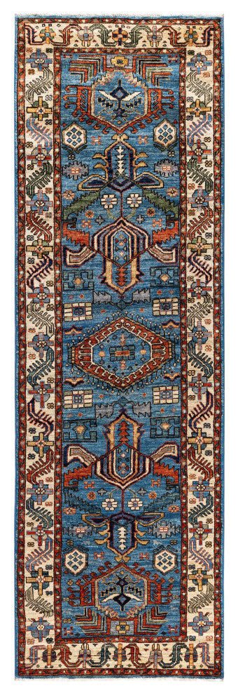 Serapi One-of-a-Kind Hand-Knotted Area Rug Light Blue, 2'8" x 8'8"