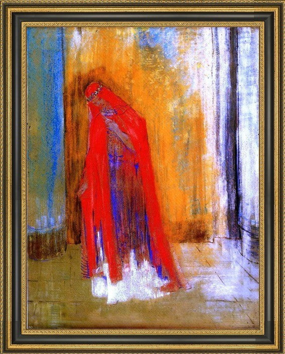 Odilon Redon Woman in Red - 21" x 28" Framed Premium Canvas Print