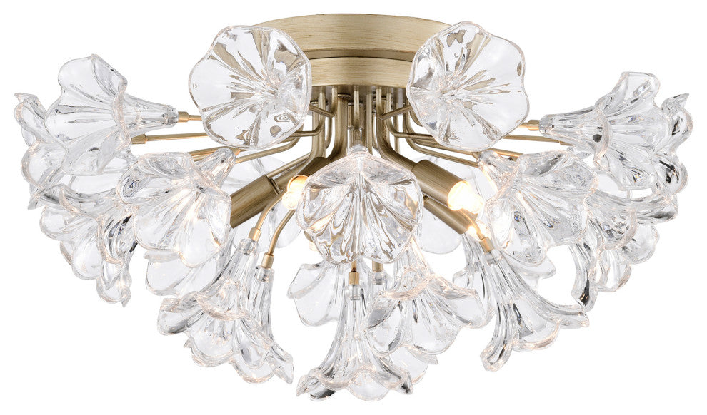 Zelda Crystal Glass Flower Flush Mount 5-light