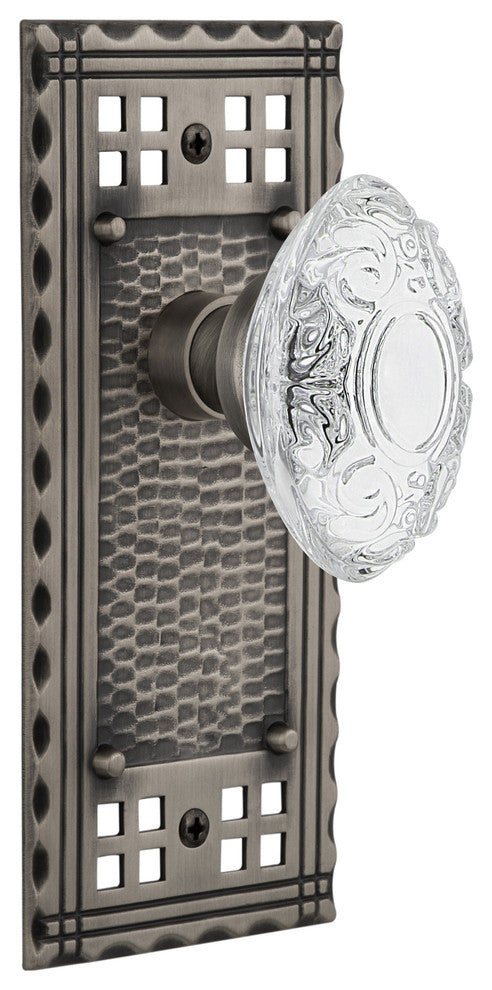 Craftsman Plate Single Dummy Crystal Victorian Knob, Antique Pewter, CRACVI