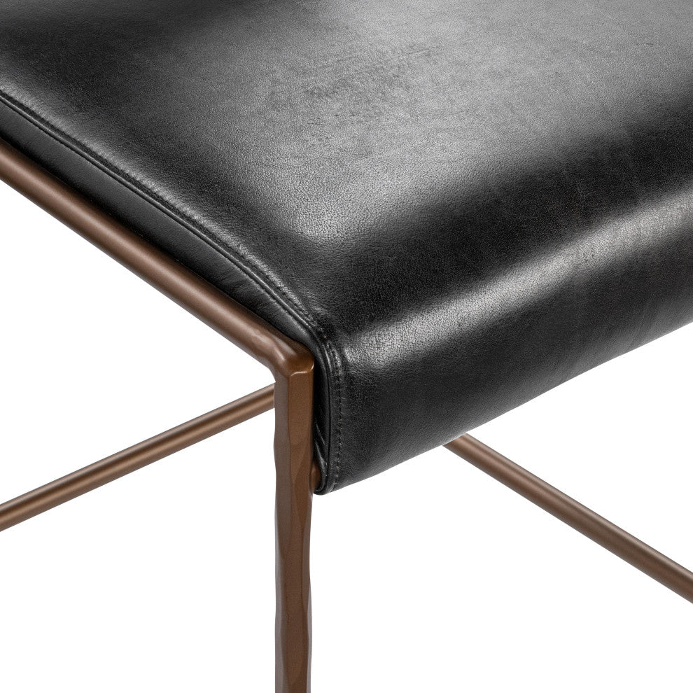 Kayne Leather Counter Stool by Kosas Home , Black