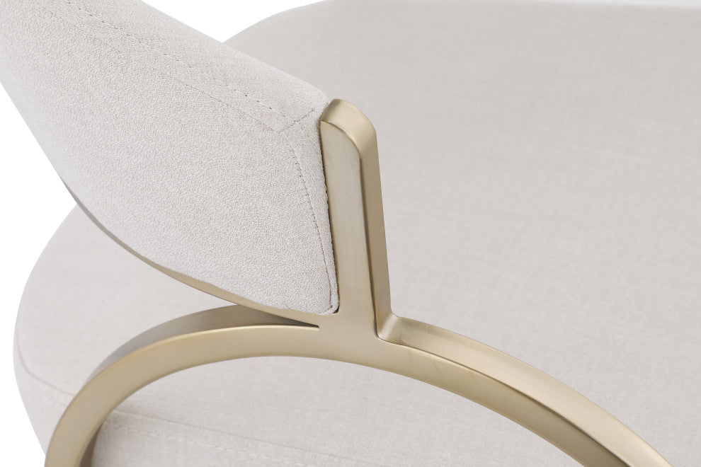 Privet Dining Chair (Set of 2), Beige, Brushed Brass Finish