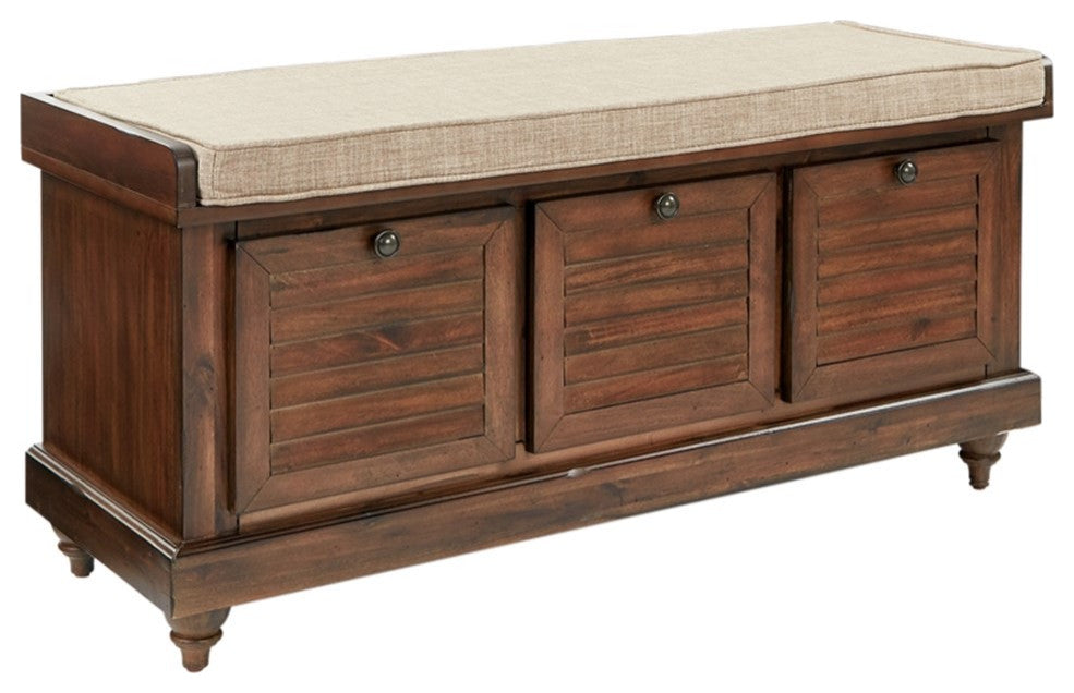 Dover Storage Bench in Distressed Brown Fully Assembled