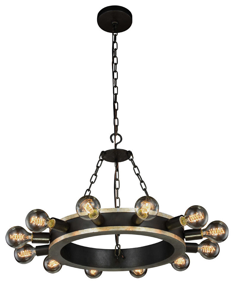 Elegant Lighting Winston Collection Pendant, Silver Leaf/Vintage Bronze