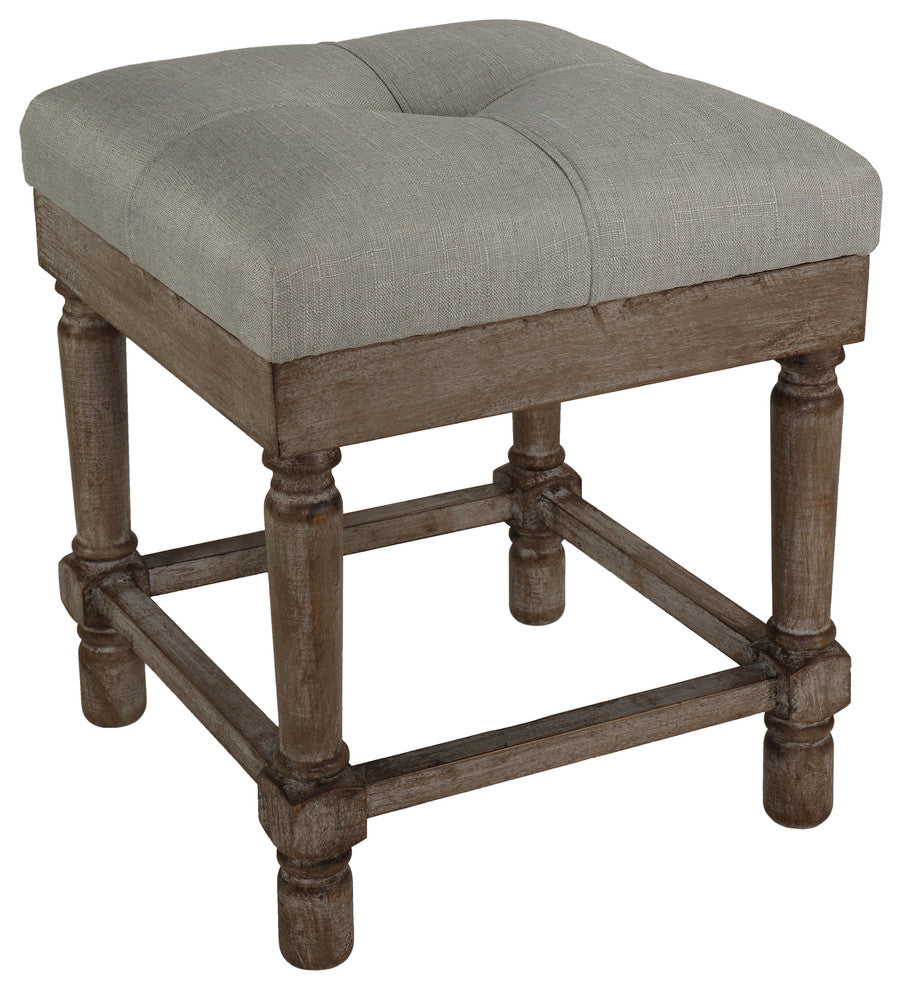 Cortesi Home Kalmus Square Ottoman Stool 19" High, Beige Fabric