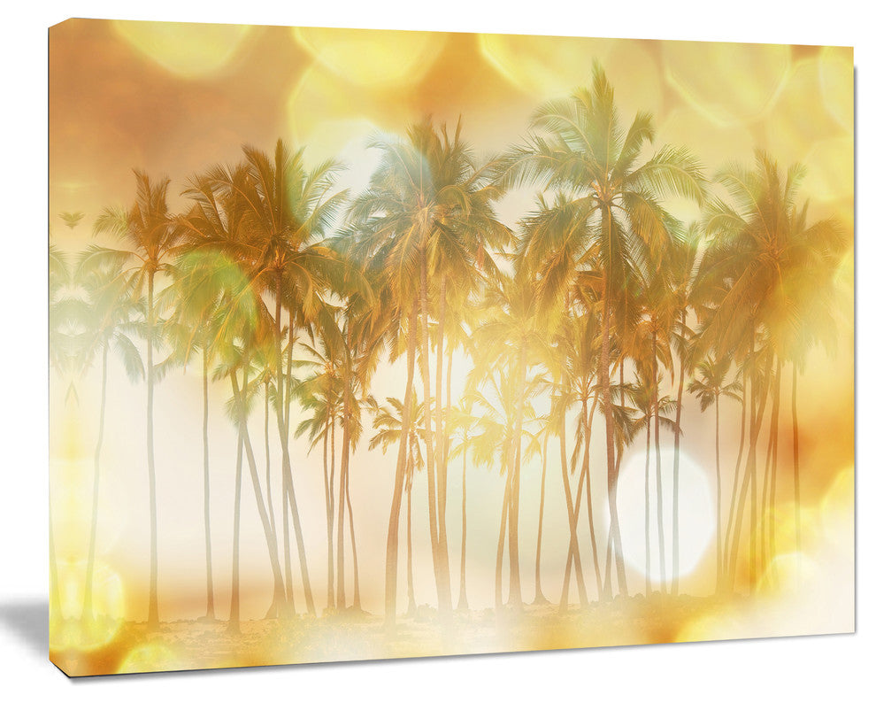 Palms in Serene Tropical Beach, Landscape Canvas Art Print, 20"x12"
