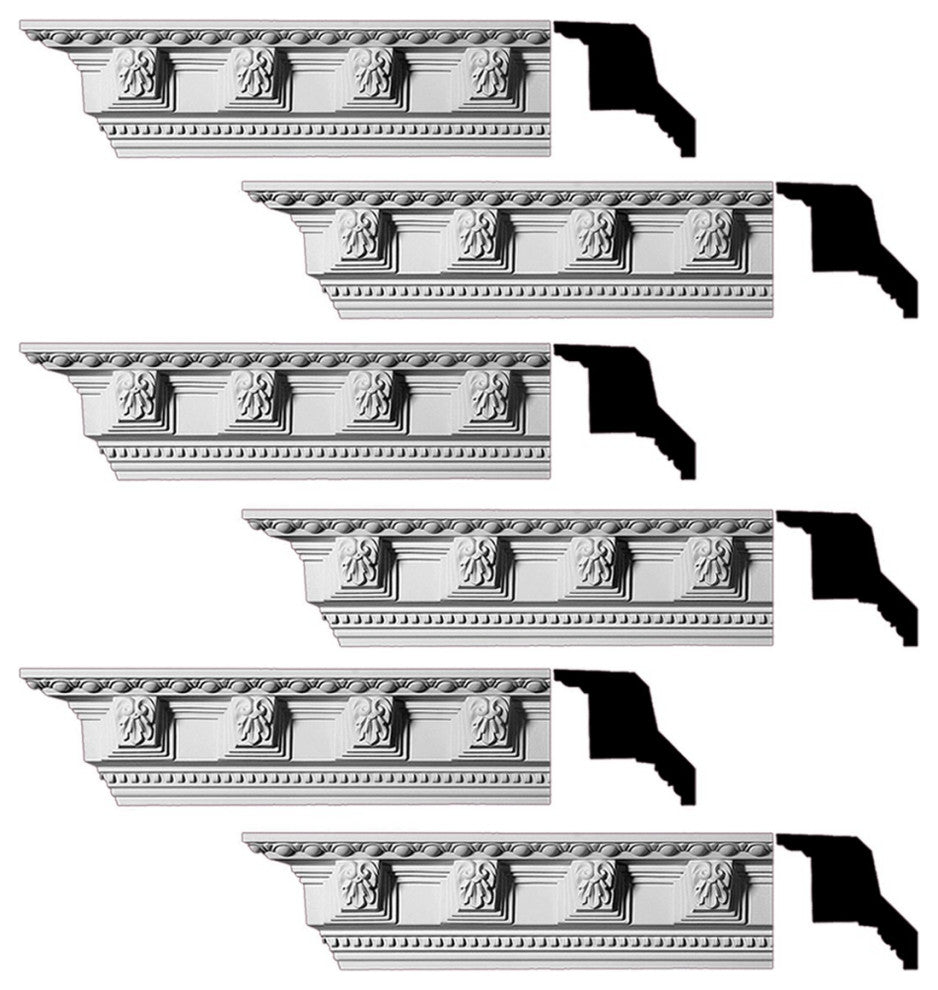 Ornate Cornice White Urethane Three Rivers Design 6 Pcs   564" Length