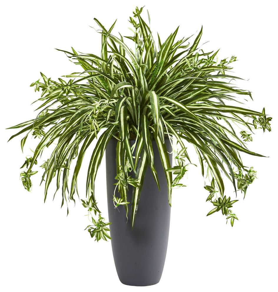 33" Spider Artificial Plant, Cylinder Planter