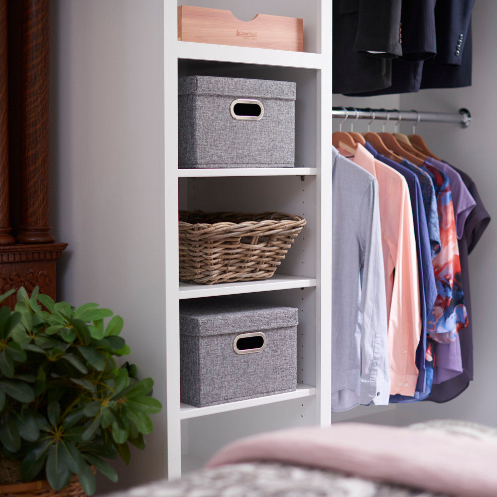 Storage Bins With Lids and Chromed Grommet Handles, Gray