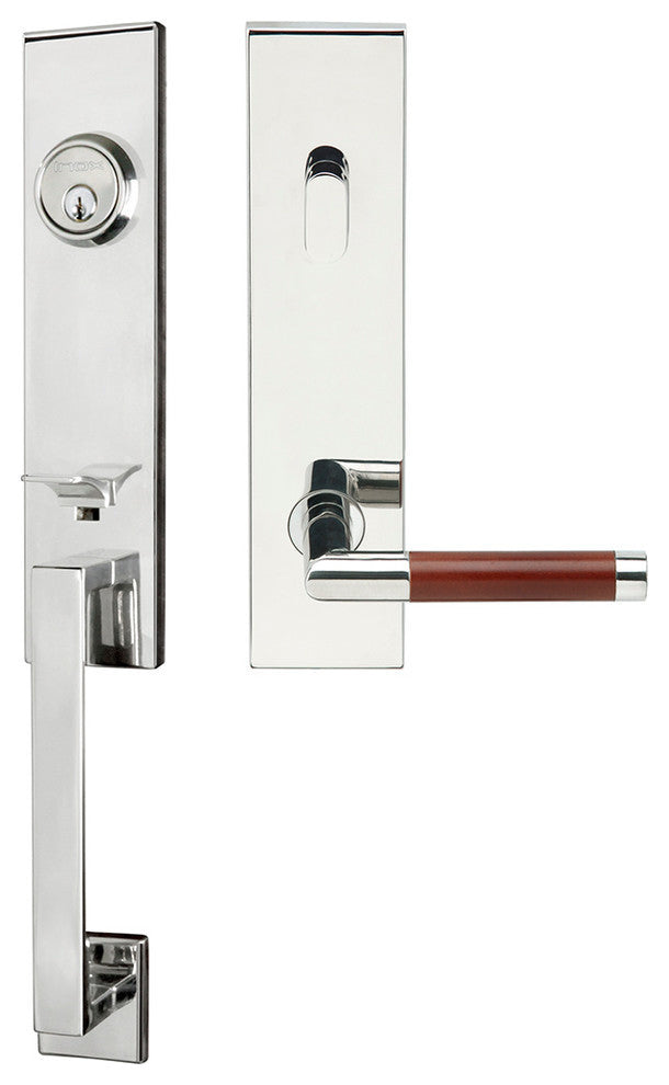Cabernet Lever, Tubular Entry Handleset, Right Hand, Polished Stainless Steel