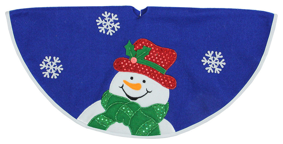 20"  Mini Christmas Tree Skirt With Embroidered and Embellished Snowman