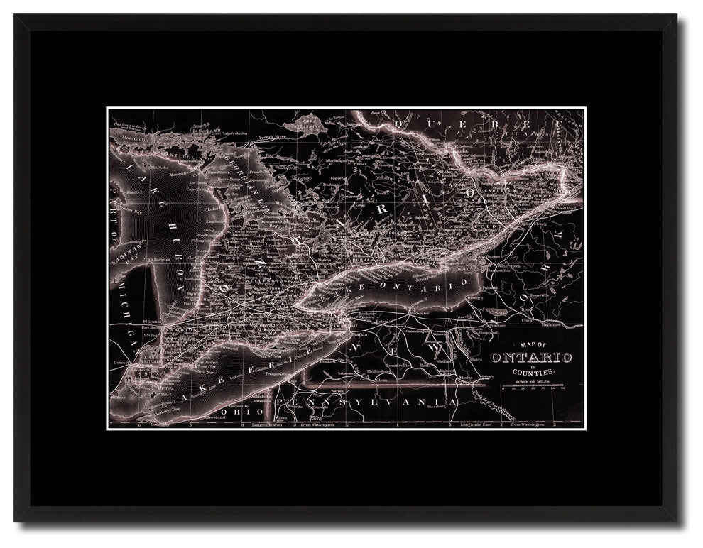 Ontario Canada Vintage Vivid Sepia Map Canvas, 16"x21"