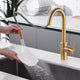Luxier KTS21-T Single-Handle Pull-Down Sprayer Kitchen Faucet, Brushed Gold