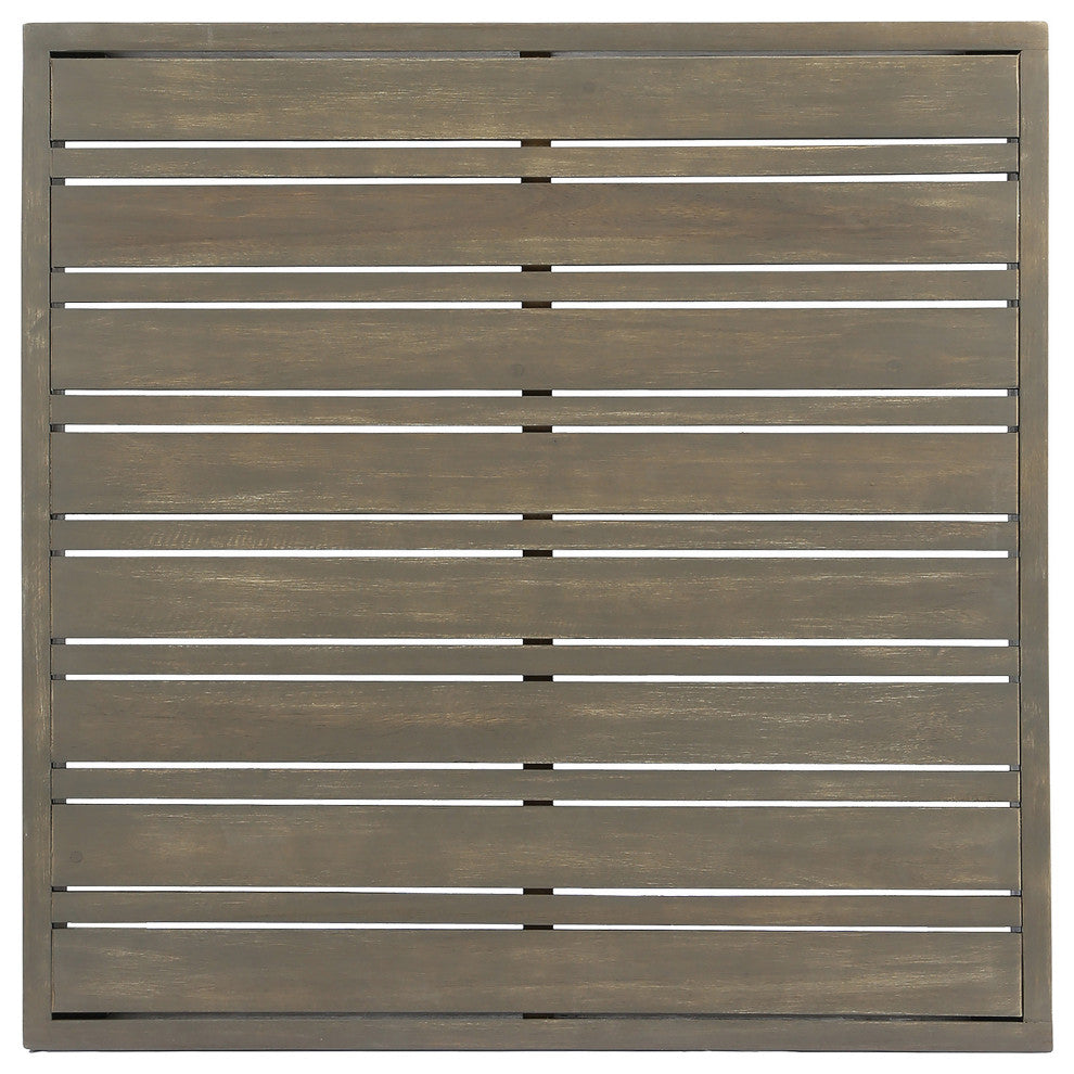 Emma Outdoor 6 Seater Acacia Wood Sectional Sofa and Club Chair Set, Dark Gray