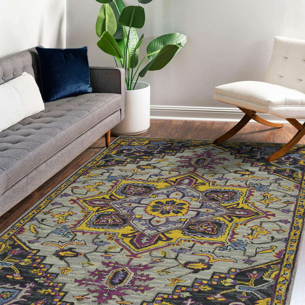 Boho Evreux Area Rug, Yellow, 5' x 8', Medallion