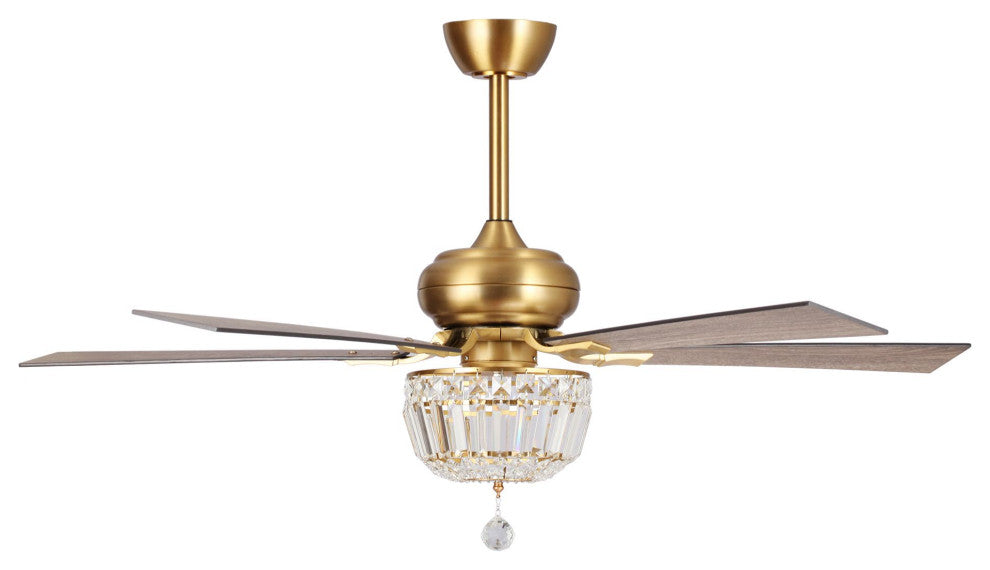 52 in Crystal Ceiling Fan with Remote Control in Gold