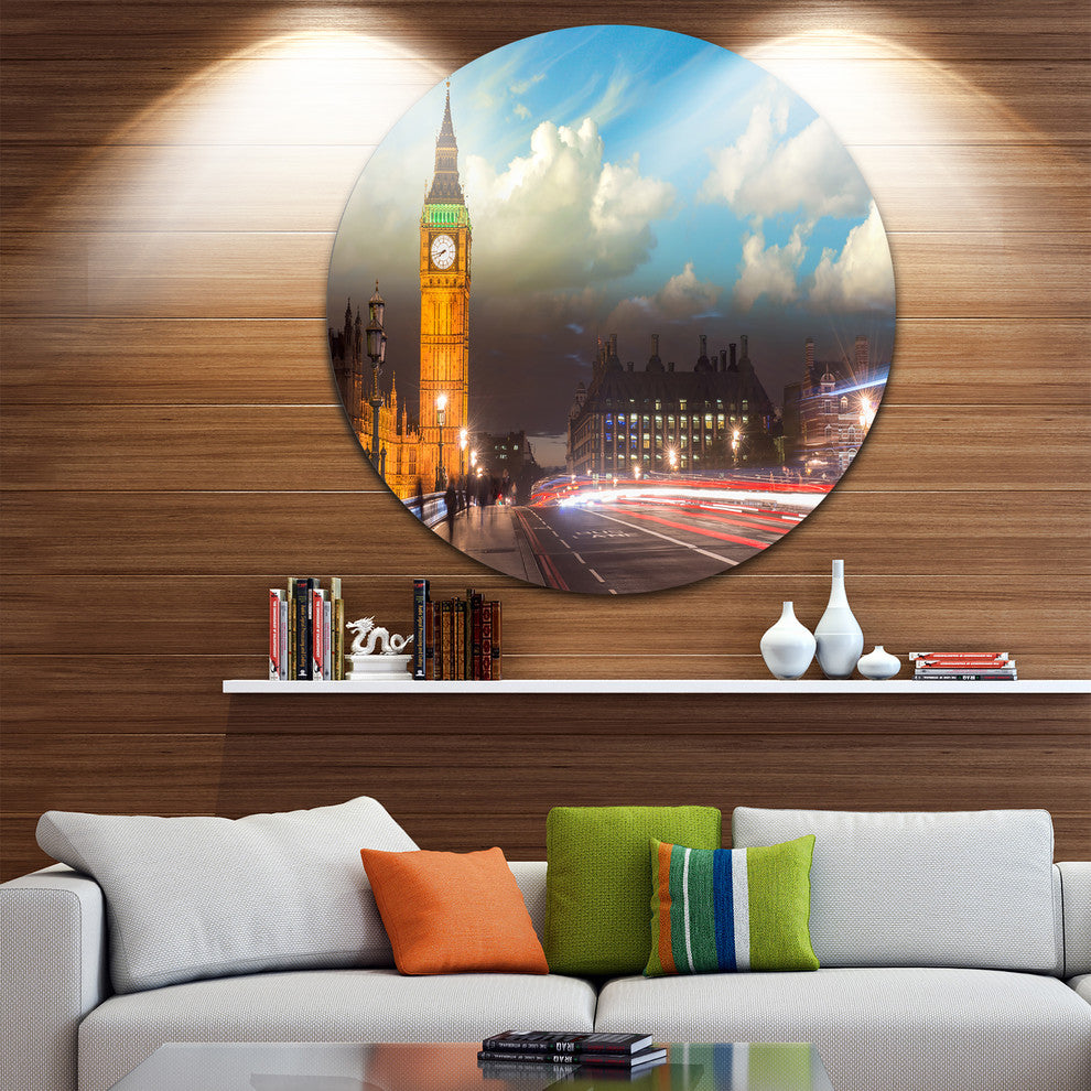 Big Ben From Westminster Bridge, Cityscape Photo Round Wall Art, 23"