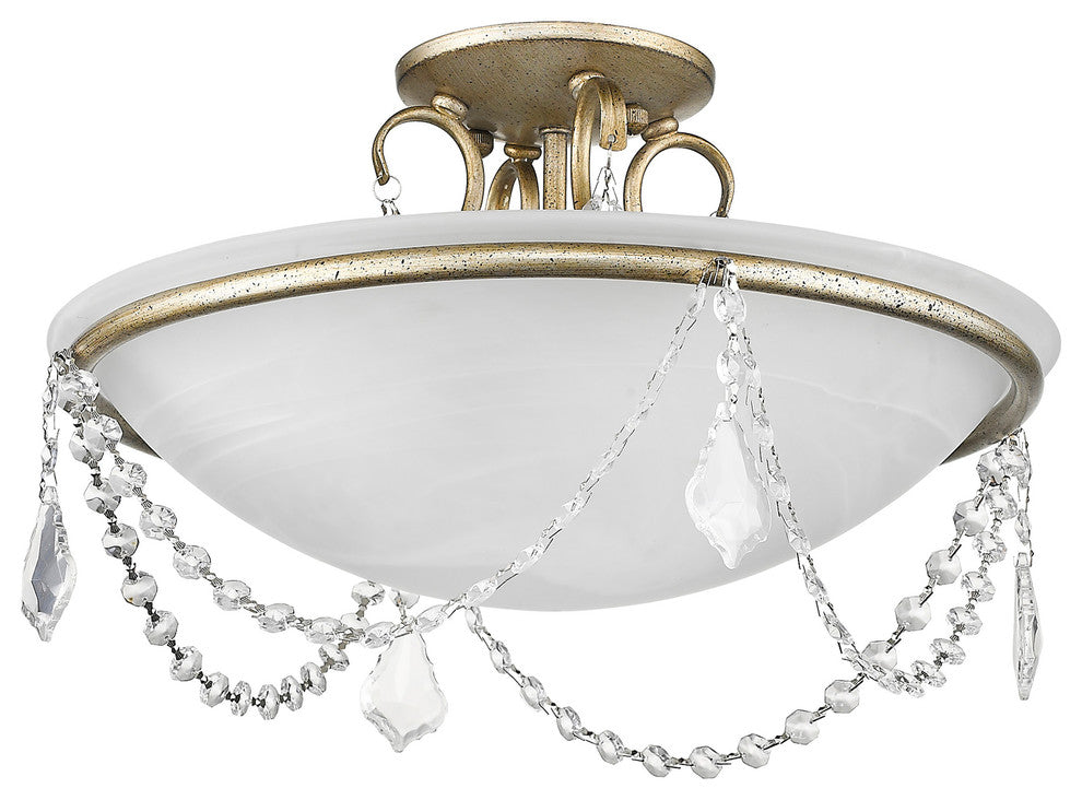 Chesterfield and Pennington Ceiling Mount, Hand-Painted Antique Silver Leaf