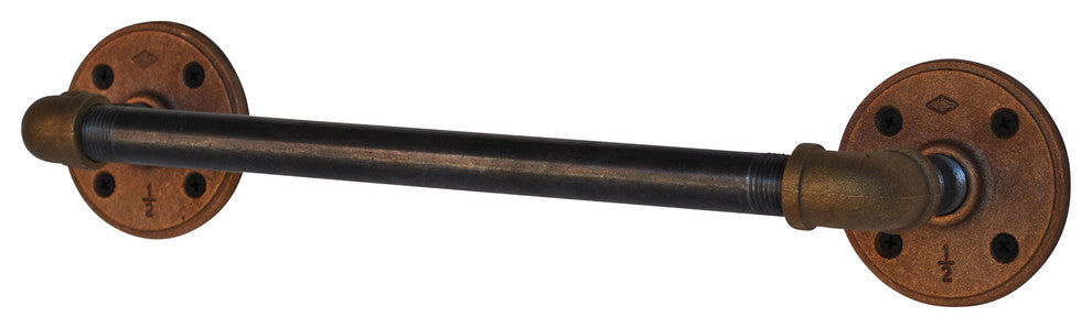 Nemo II - Brass and Steel Plumbing Pipe Towel Bar, 12"