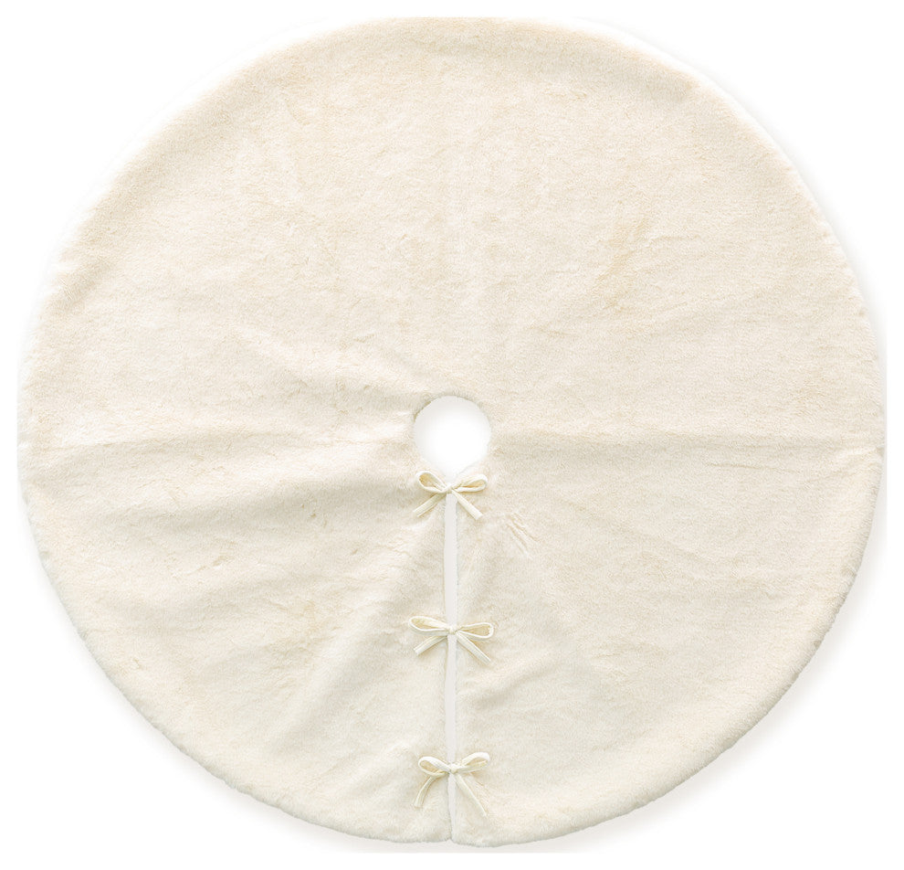 48"D Faux Rabbit Fur Christmas Tree Skirt