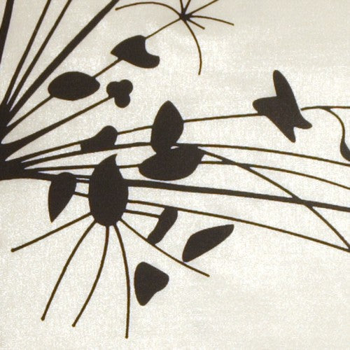 Pillow Decor - White with Black Spring Flower and Ferns Pillow