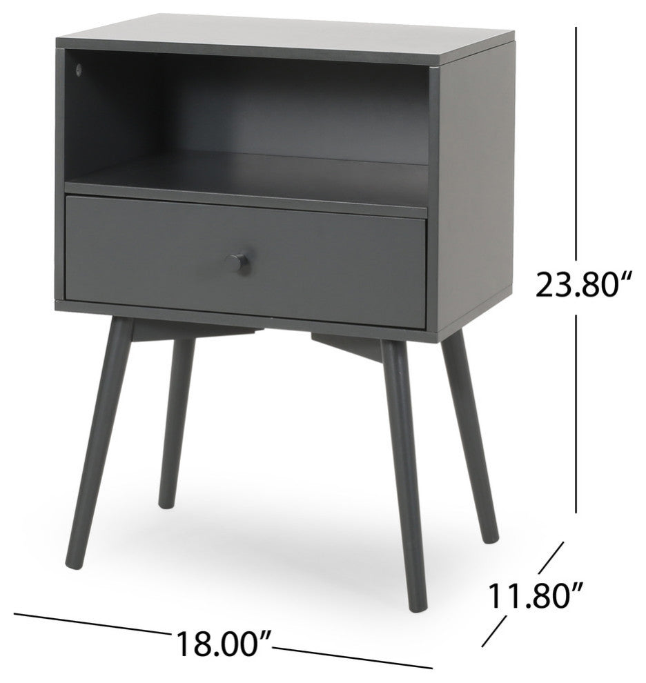 Alexis Mid-Century Modern Side Table, Dark Gray