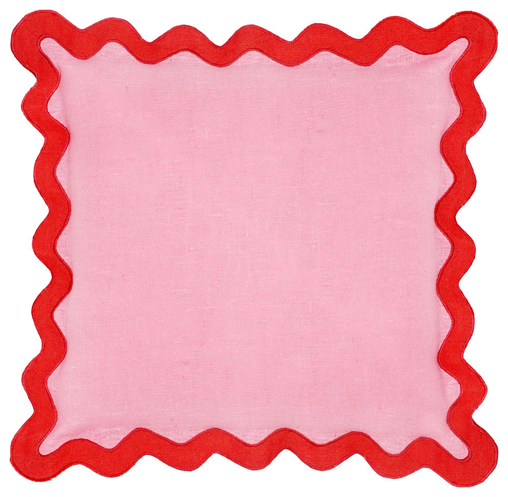 Scalloped Throw Pillow, Rust, Pink