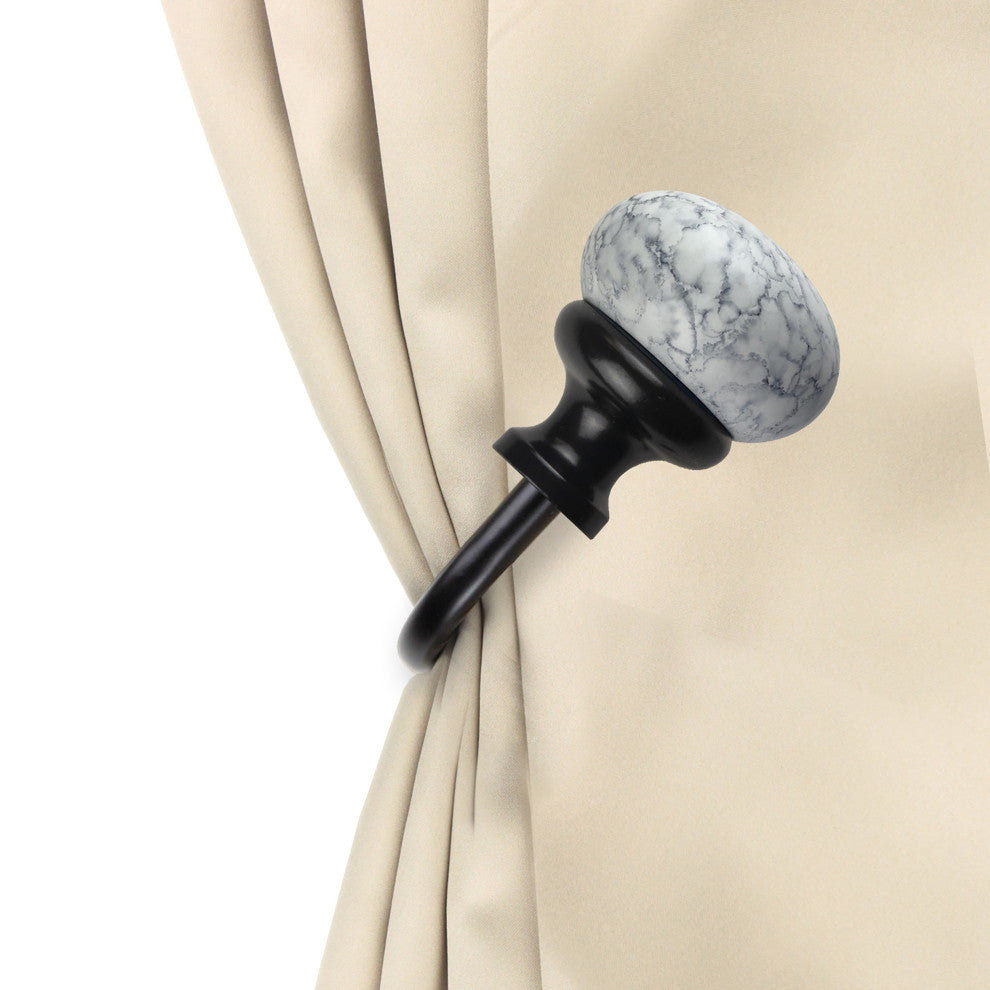 Creola Curtain Holdback, Pair, Black