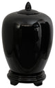 11" Solid Black Porcelain Vase Jar