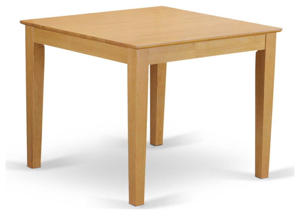 3Pc Square Table With Linen Beige Fabric Parson Chairs With Oak Chair Legs