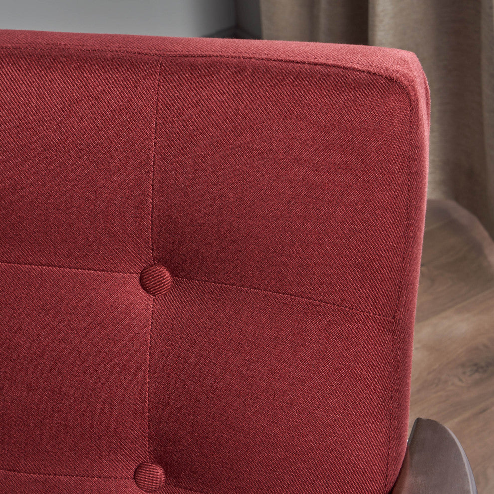 GDF Studio Gunther French-Style Fabric Club Chair, Red/Espresso