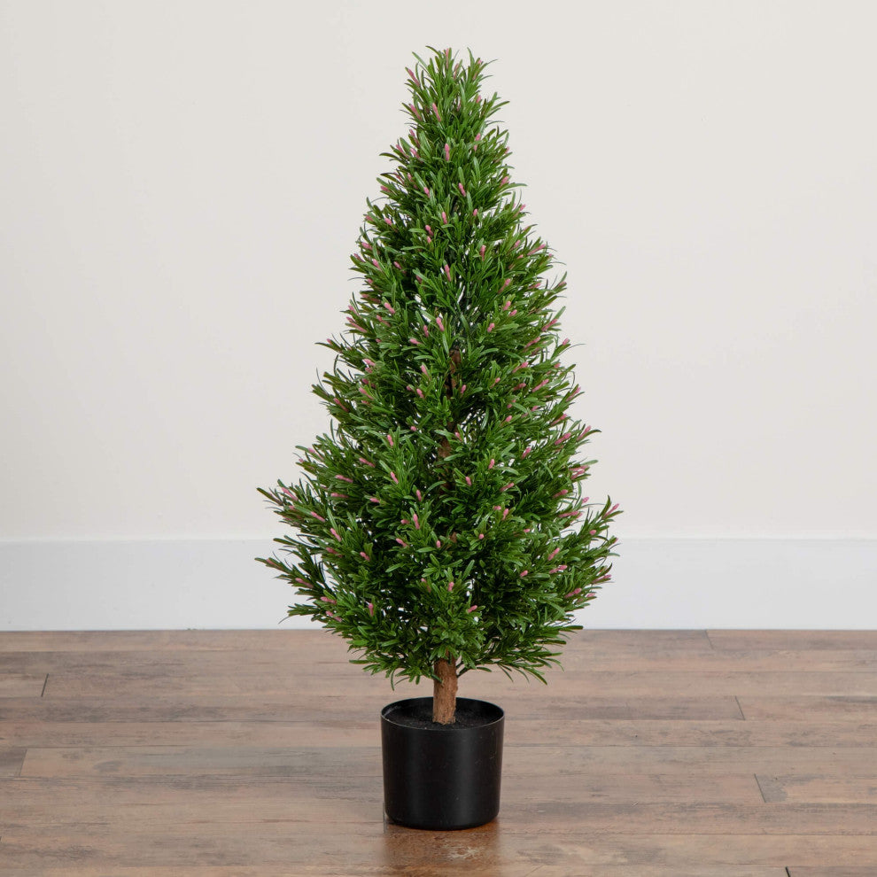3ft. UV Resistant Artificial Rosemary Cone Topiary Tree, Indoor/Outdoor