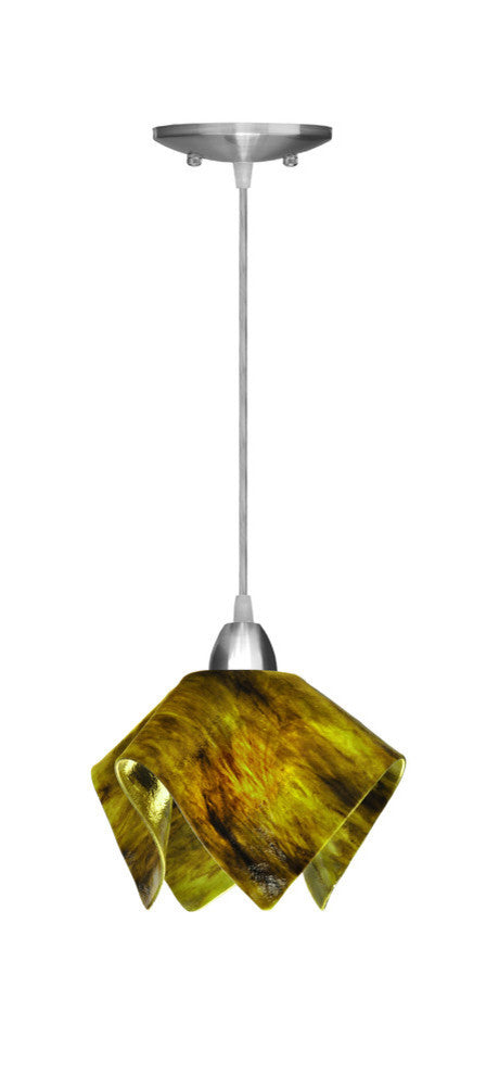 Small Jezebel Signature Flame Pendant, Treebark, Nickel Base