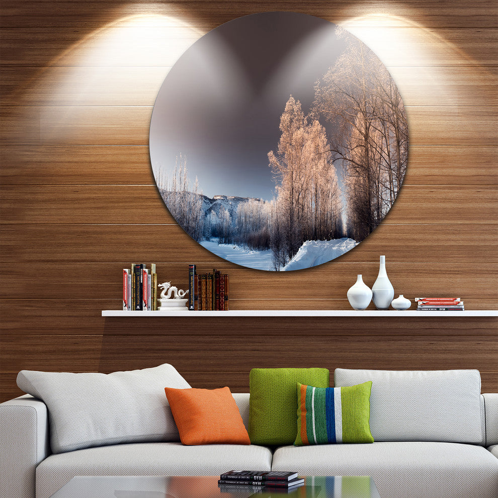 Futuristic Winter Sky, Landscape Photo Large Disc Metal Wall Art, 38"