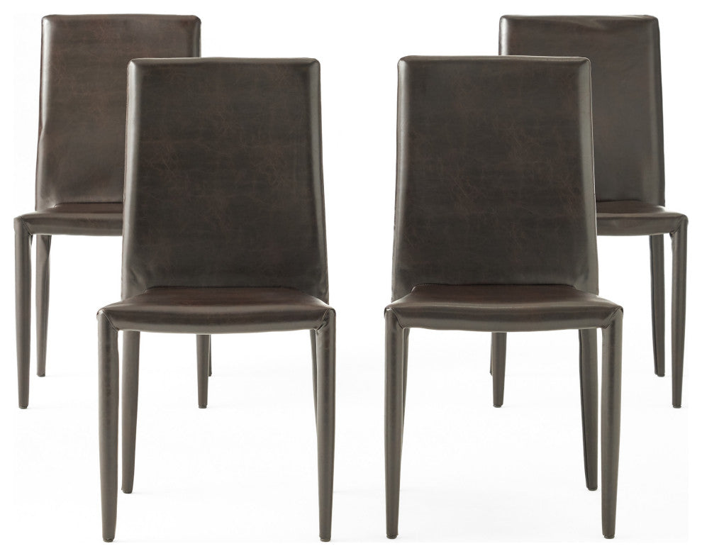 GDF Studio Pasiara Brown Stacking Chairs, Set of 4