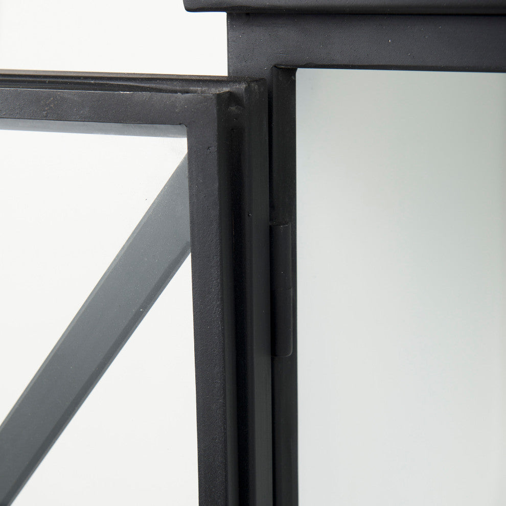 Aurelia Black Metal With White Interior Glass Accent Cabinet